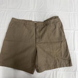 Breakwater Shorts Mens 46 Khaki Linen Cotton Chino Casual Made In Hong Kong
